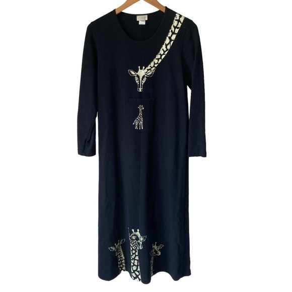 Cité Dresses & Skirts - Vintage Cité Black Art To Wear Giraffe Graphic Print Long Sleeve Maxi Dress USA